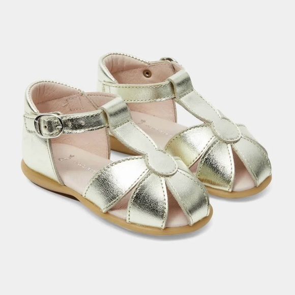 Jacadi Baby Girl Iridescent Gold Leather Sandals - Size 2.5 (US) / 18 (EU)